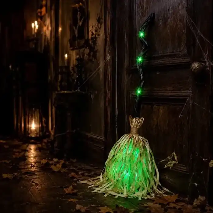 🔥Early Halloween Promotion 50% OFF 🔥Magic Halloween Animated Moving Witch Broom Light‑Sound‑Motion